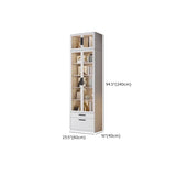 Stylish White Rectangular Glass Door Narrow Bookcase Image - 26