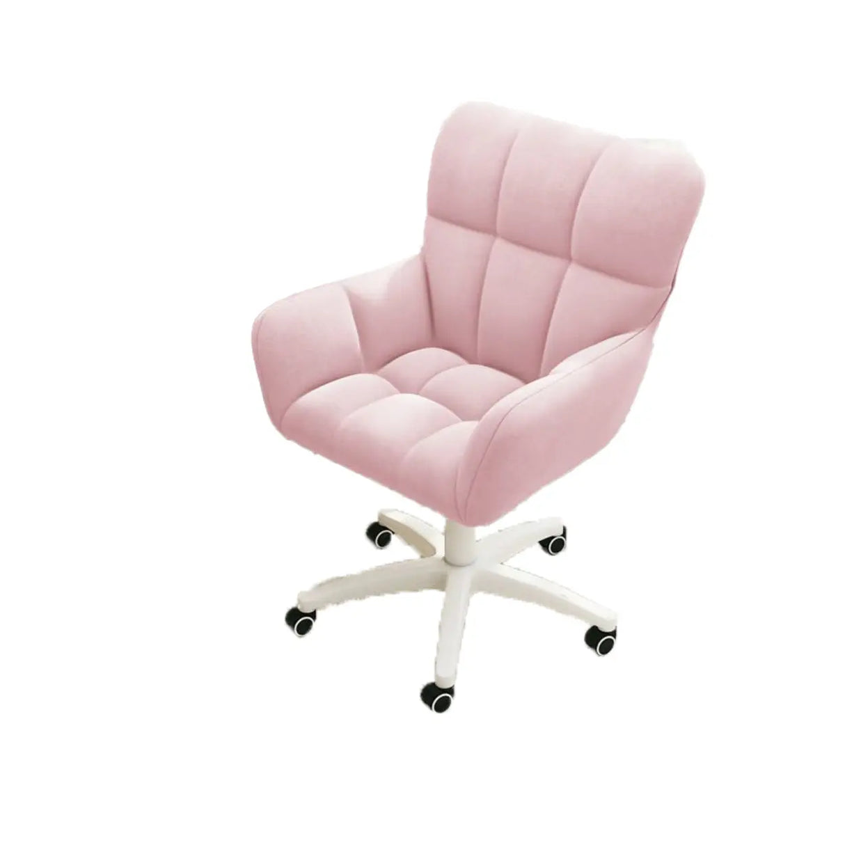 Stylish White Upholstered Swivel Office Chair with Casters Image - 10