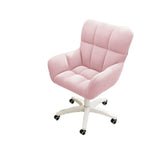 Stylish White Upholstered Swivel Office Chair with Casters Image - 10