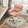 Stylish White Upholstered Swivel Office Chair with Casters Image - 11