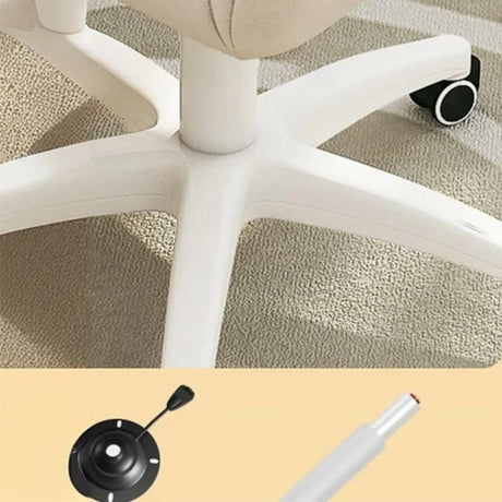Stylish White Upholstered Swivel Office Chair with Casters Image - 13