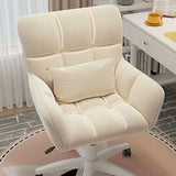 Stylish White Upholstered Swivel Office Chair with Casters Image - 14