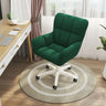 Stylish White Upholstered Swivel Office Chair with Casters Image - 4