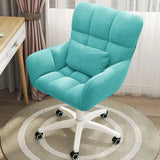 Stylish White Upholstered Swivel Office Chair with Casters Image - 5