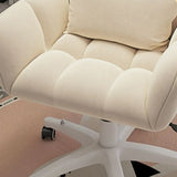 Stylish White Upholstered Swivel Office Chair with Casters Image - 16