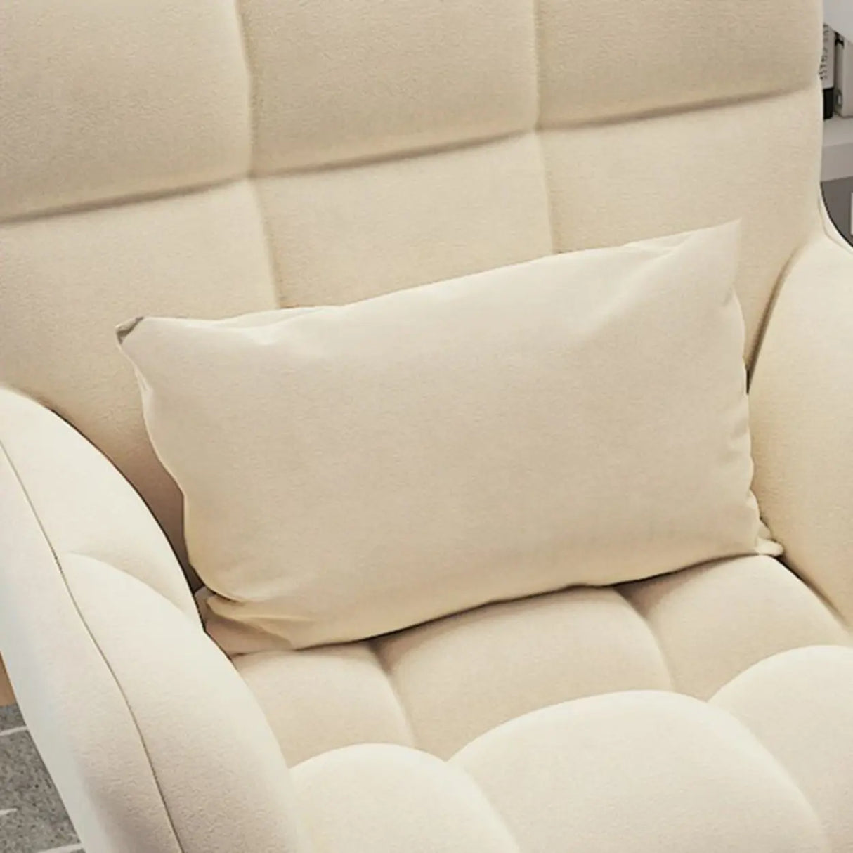 Stylish White Upholstered Swivel Office Chair with Casters Image - 17