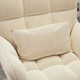 Stylish White Upholstered Swivel Office Chair with Casters Image - 17