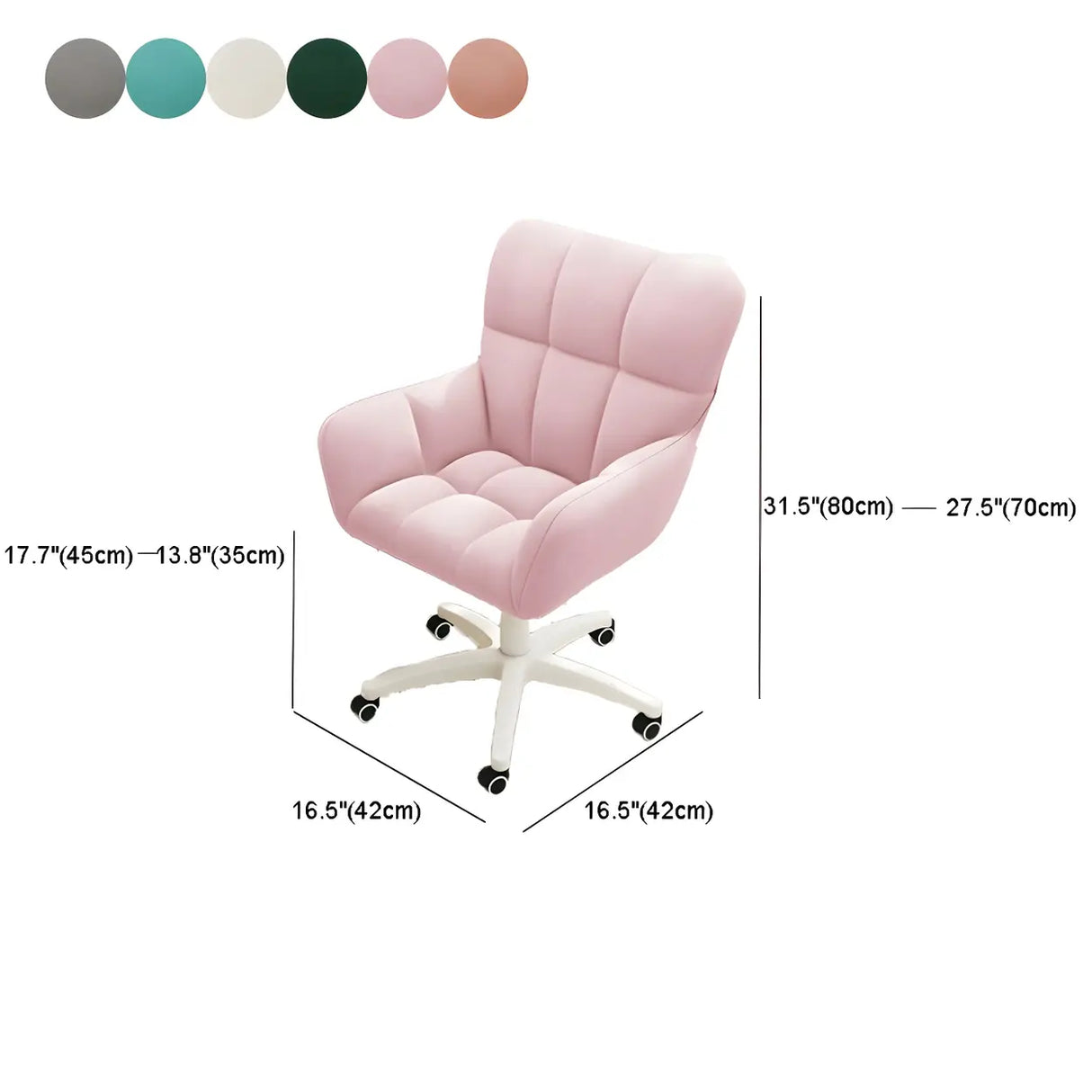 Stylish White Upholstered Swivel Office Chair with Casters 