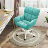 Stylish White Upholstered Swivel Office Chair with Casters Image - 7