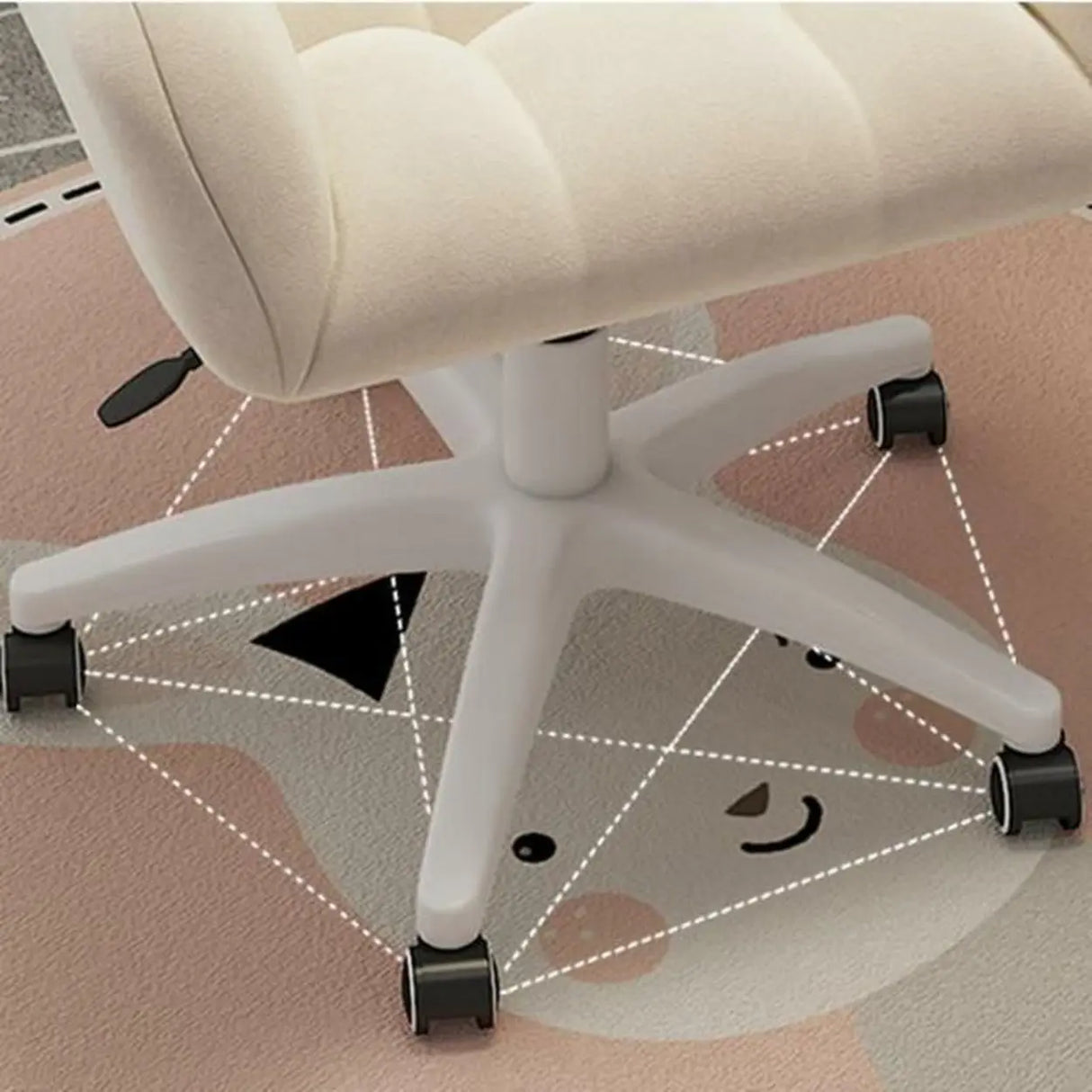 Stylish White Upholstered Swivel Office Chair with Casters Image - 8
