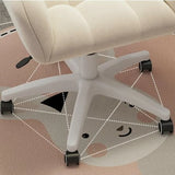 Stylish White Upholstered Swivel Office Chair with Casters Image - 8