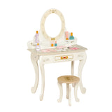 Stylish Wood Oval Mirror Storage Drawer Kids Vanity Set Image - 2
