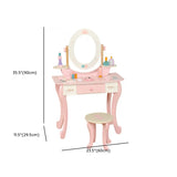 Stylish Wood Oval Mirror Storage Drawer Kids Vanity Set #size
