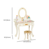 Stylish Wood Oval Mirror Storage Drawer Kids Vanity Set Image - 8
