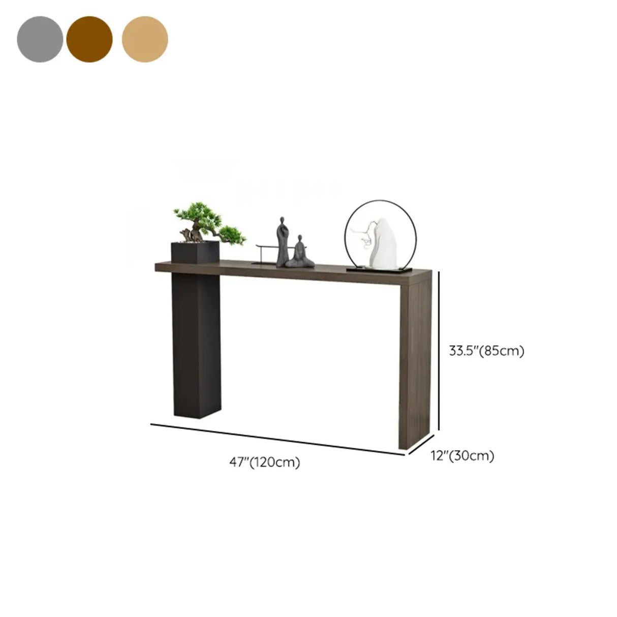 Stylish Wood Rectangular Double Pedestal Console Table Image - 11