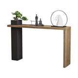 Stylish Wood Rectangular Double Pedestal Console Table Image - 2