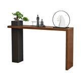 Stylish Wood Rectangular Double Pedestal Console Table Image - 3