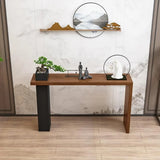 Stylish Wood Rectangular Double Pedestal Console Table Image - 4