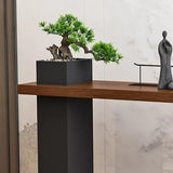Stylish Wood Rectangular Double Pedestal Console Table Image - 9