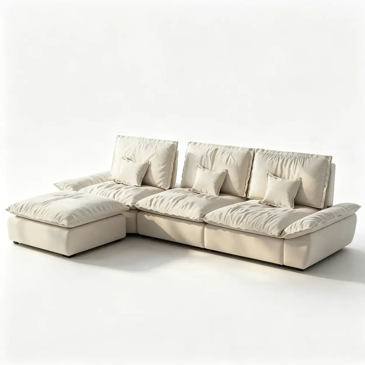 Suede Modular Sofa with Adjustable Backrests and Memory Foam Image - 2
