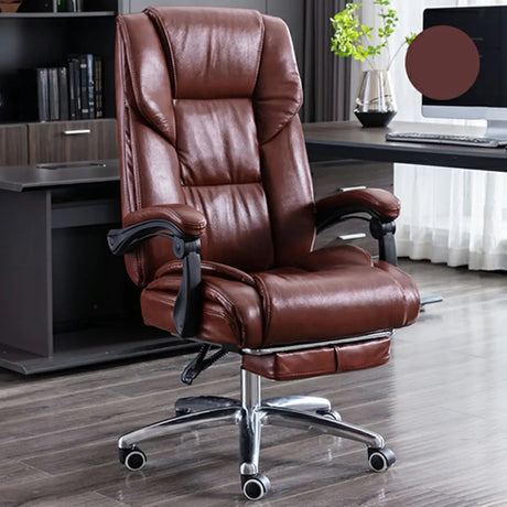 Swivel Adjustable Ergonomic Brown Reclining Office Chair Image - 1