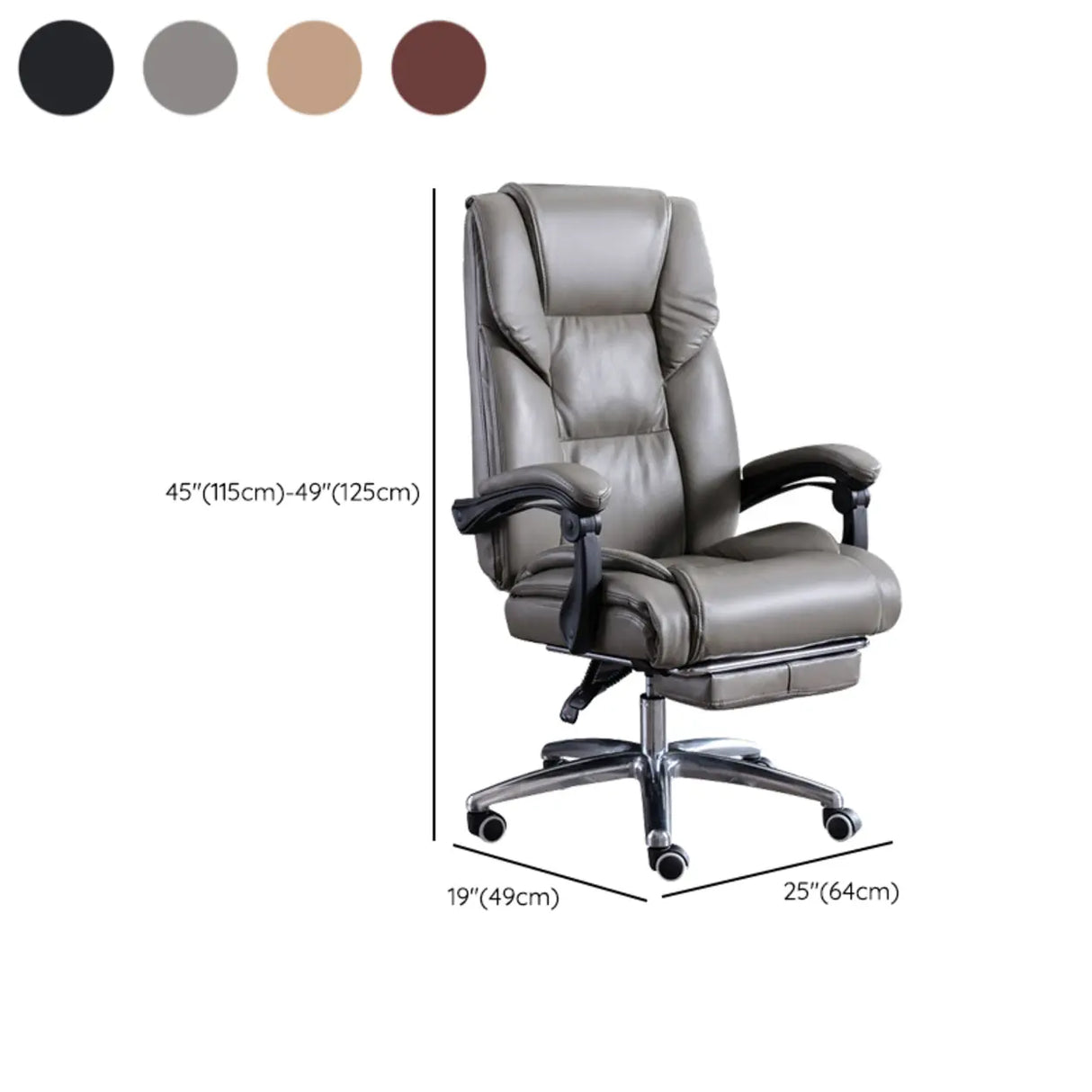 Swivel Adjustable Ergonomic Brown Reclining Office Chair 