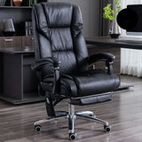 Swivel Adjustable Ergonomic Brown Reclining Office Chair Image - 2