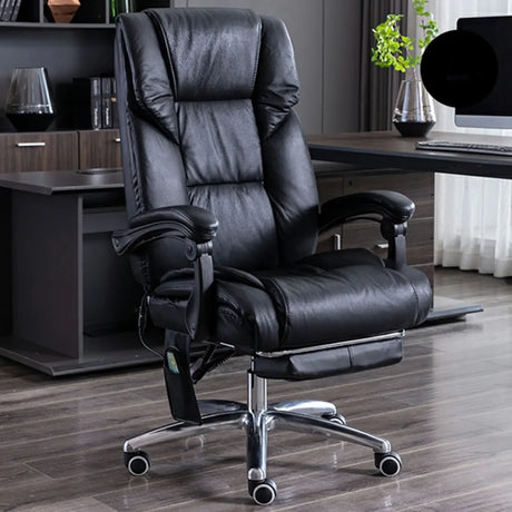 Swivel Adjustable Ergonomic Brown Reclining Office Chair Image - 2