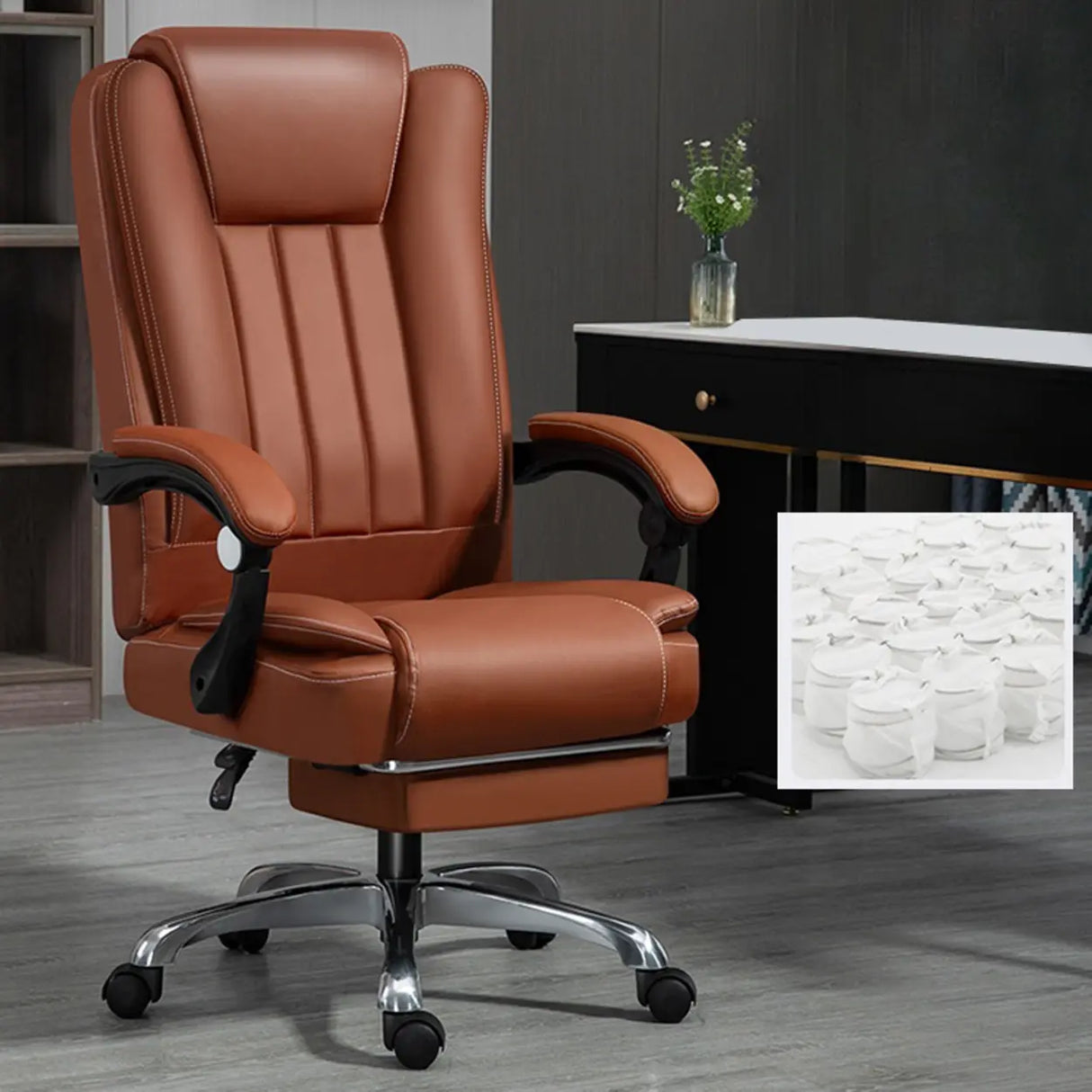 Swivel Adjustable Ergonomic Leather Metal Boss Office Chair Image - 11