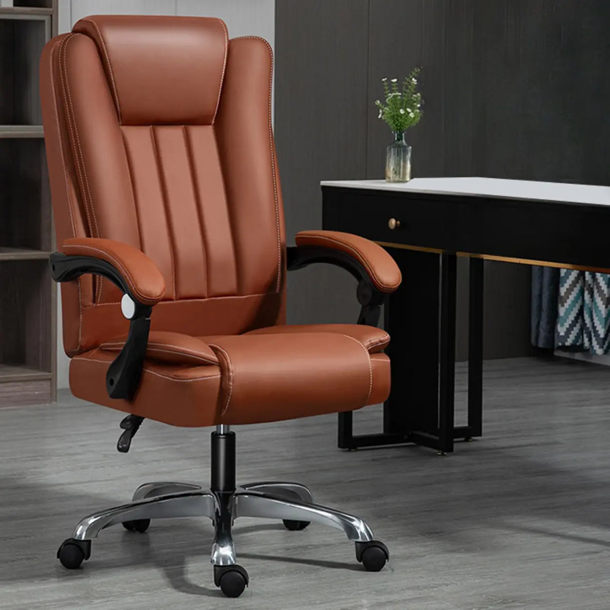 Swivel Adjustable Ergonomic Leather Metal Boss Office Chair Image - 14