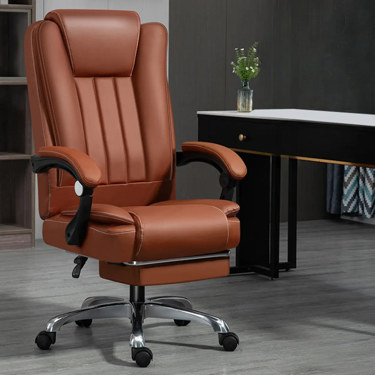 Swivel Adjustable Ergonomic Leather Metal Boss Office Chair Image - 7