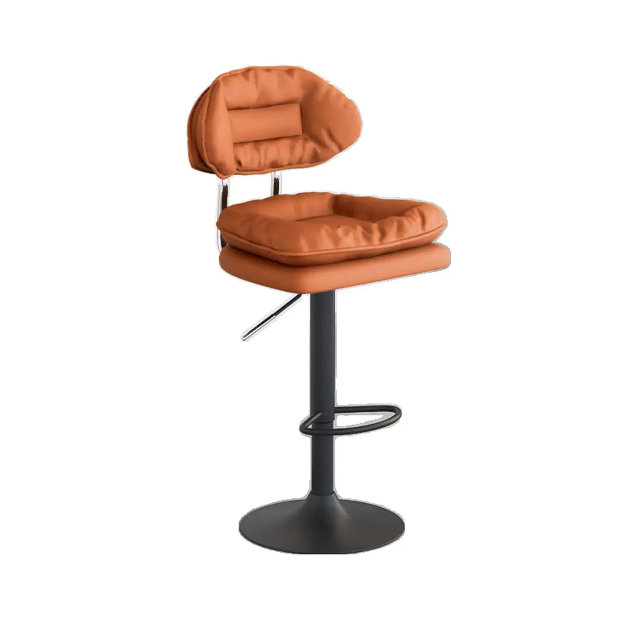 Swivel Adjustable Height Concave Leather Bar Stool Image - 20