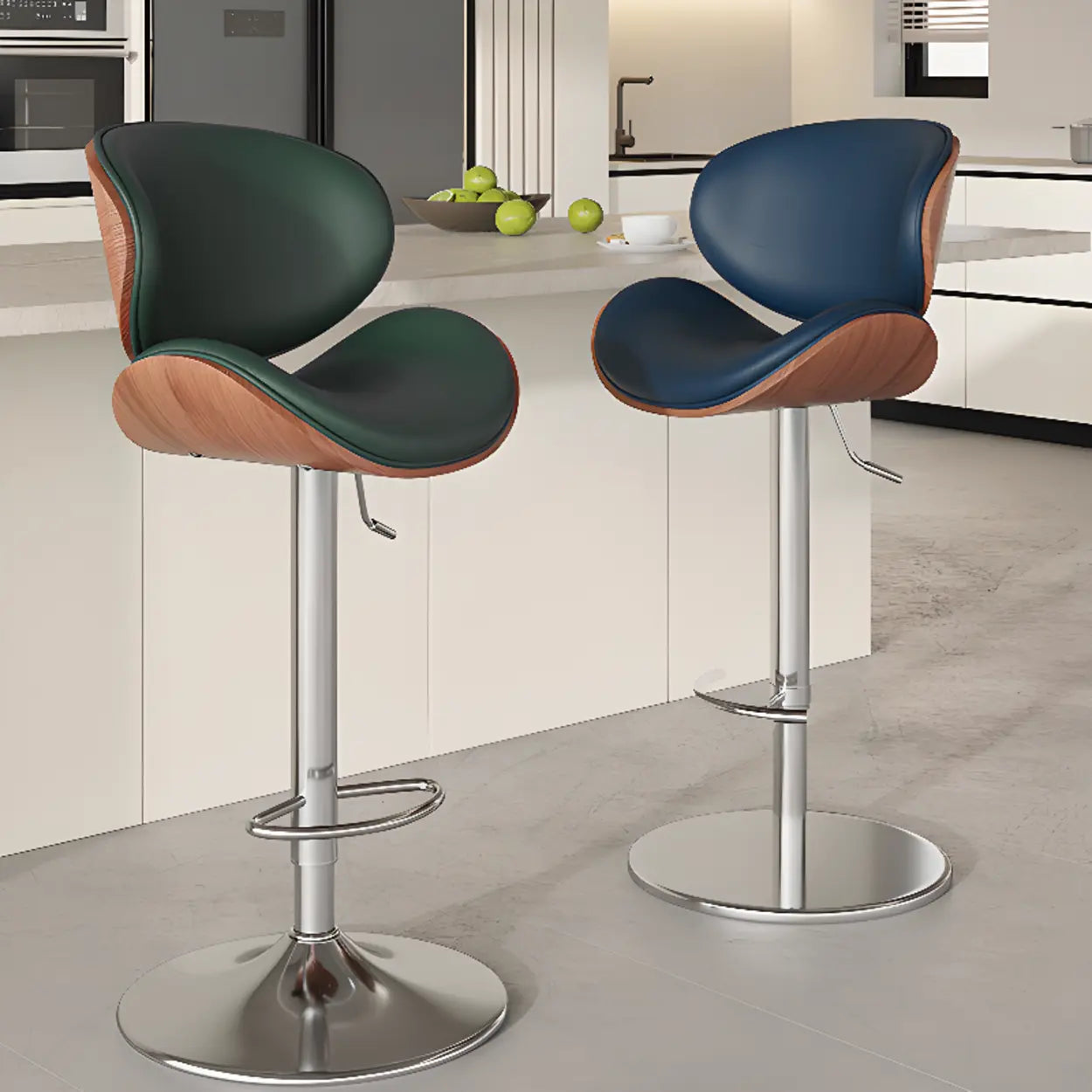 Swivel Adjustable Height Modern Ergonomic Backrest Bar Stool Image - 1