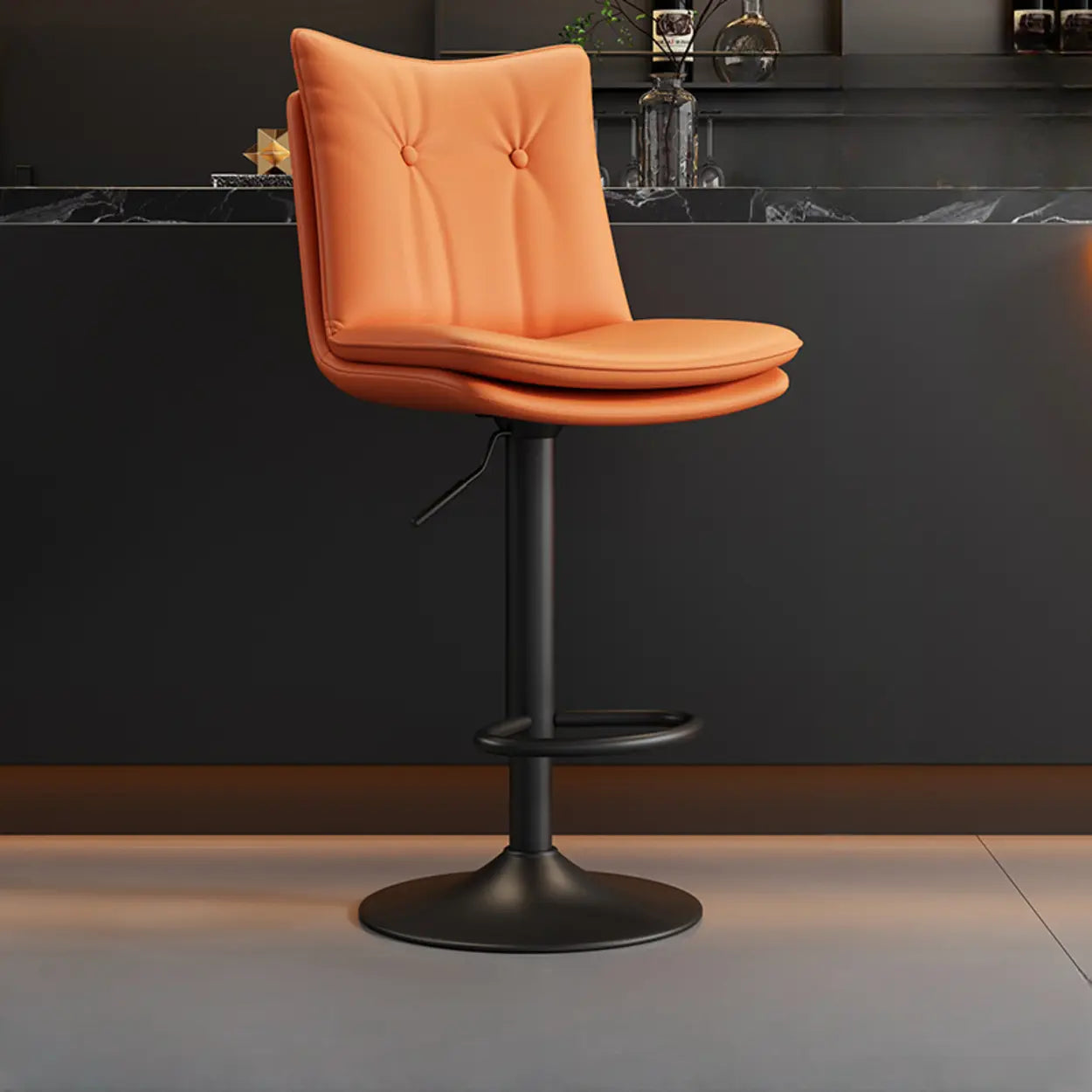 Swivel Adjustable Height Rectangular Leather Bar Stool Image - 16