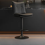 Swivel Adjustable Height Rectangular Leather Bar Stool Image - 17
