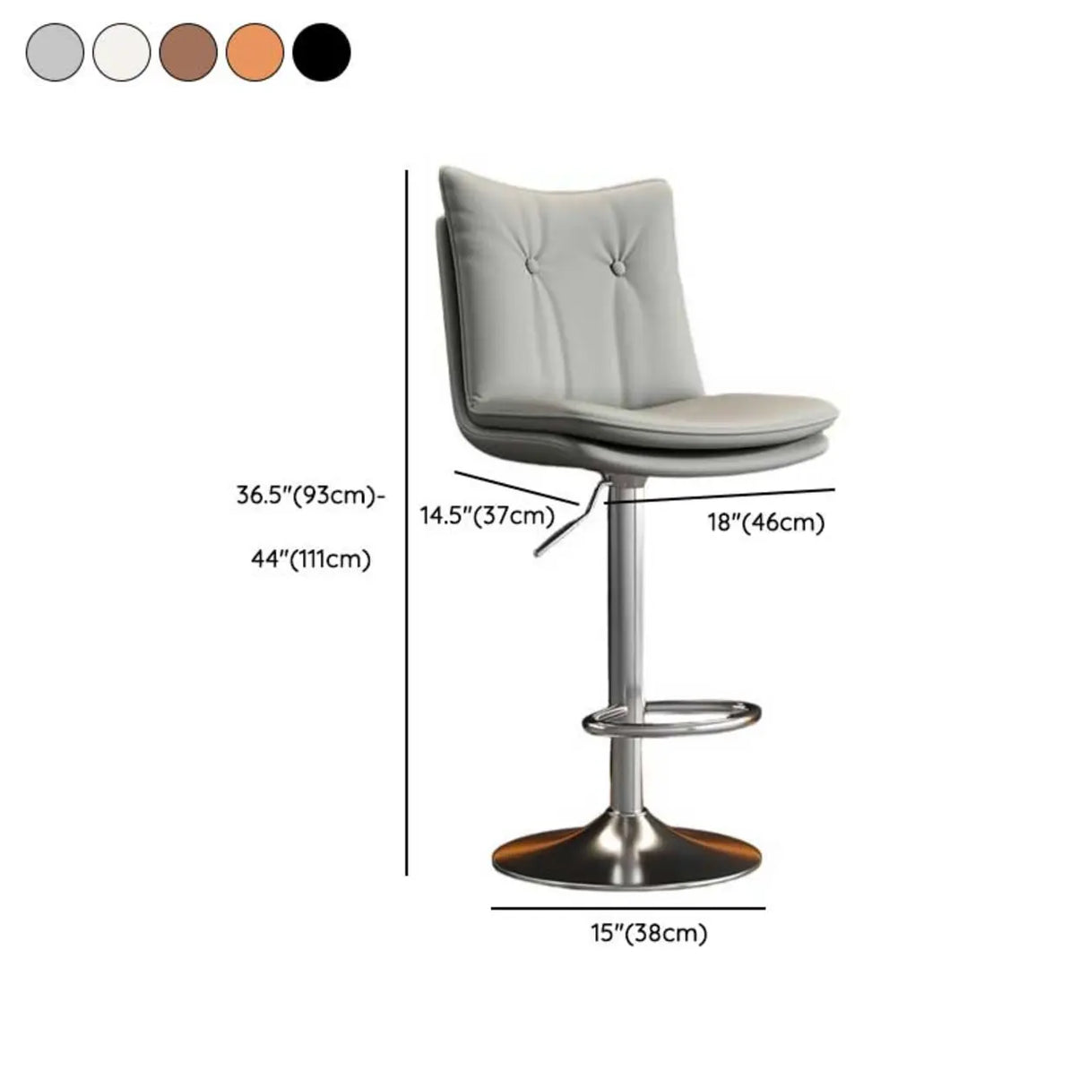 Swivel Adjustable Height Rectangular Leather Bar Stool 