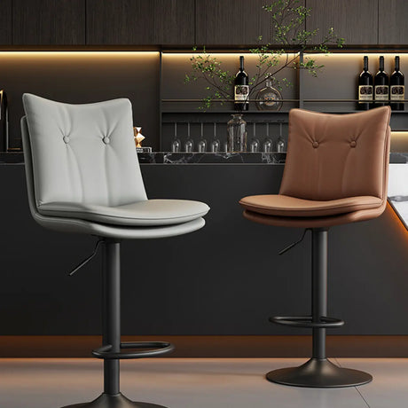 Swivel Adjustable Height Rectangular Leather Bar Stool Image - 1