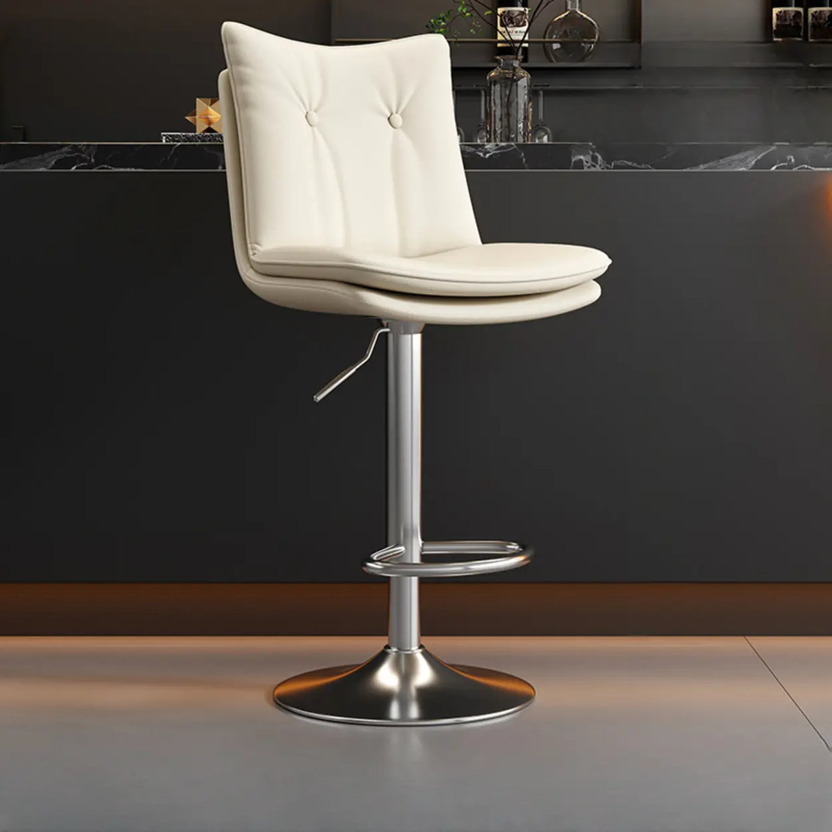 Swivel Adjustable Height Rectangular Leather Bar Stool Image - 3