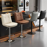 Swivel Adjustable Height Rectangular Leather Bar Stool Image - 4