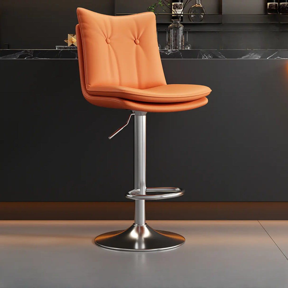 Swivel Adjustable Height Rectangular Leather Bar Stool Image - 7