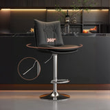 Swivel Adjustable Height Rectangular Leather Bar Stool Image - 8