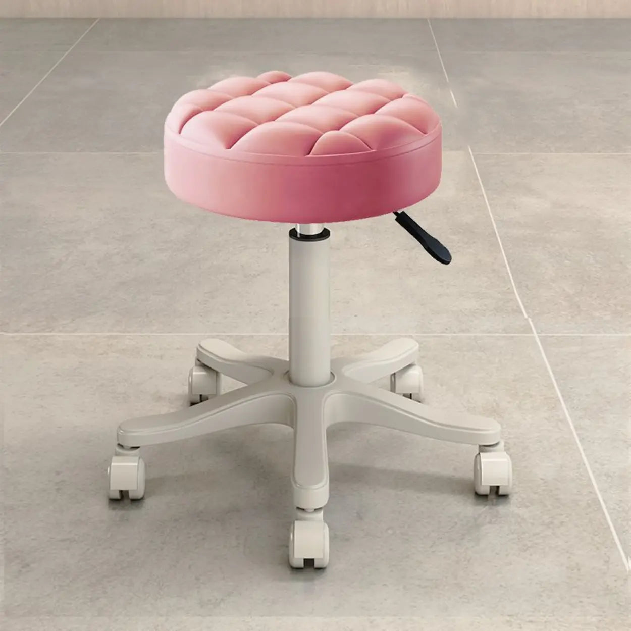 Swivel Adjustable Round Leather Bar Stool with Pulley Image - 10