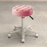 Swivel Adjustable Round Leather Bar Stool with Pulley Image - 10