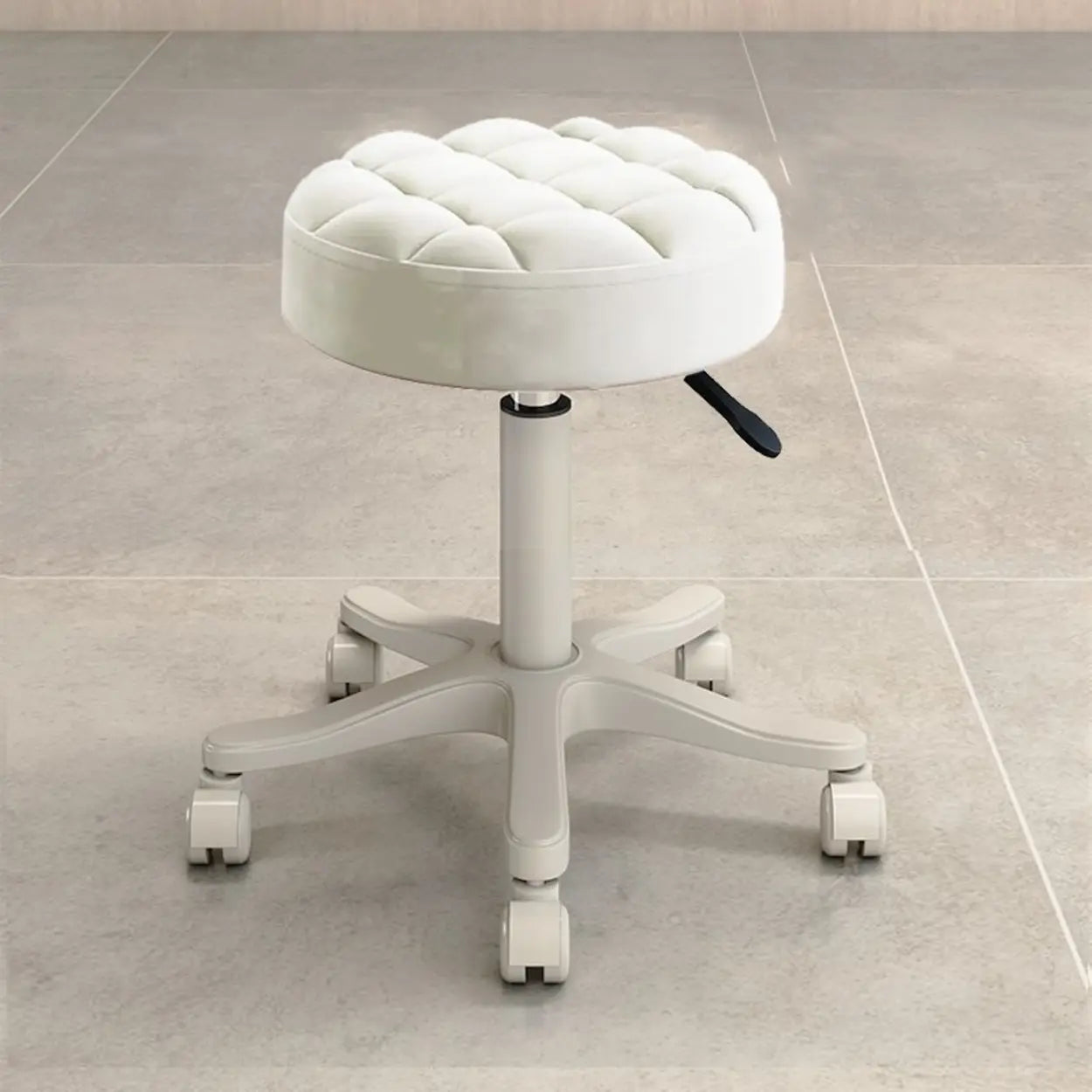 Swivel Adjustable Round Leather Bar Stool with Pulley Image - 2