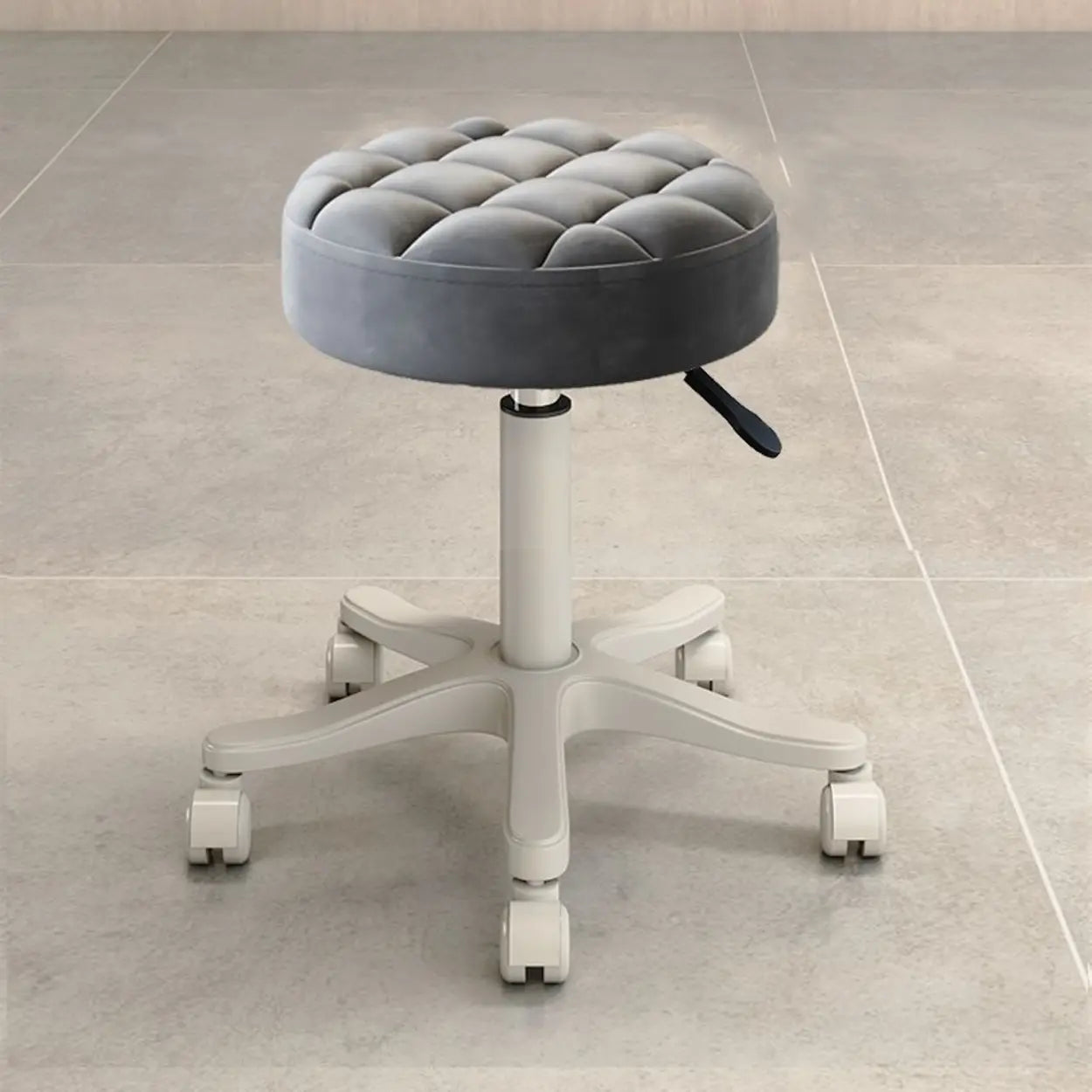 Swivel Adjustable Round Leather Bar Stool with Pulley Image - 5