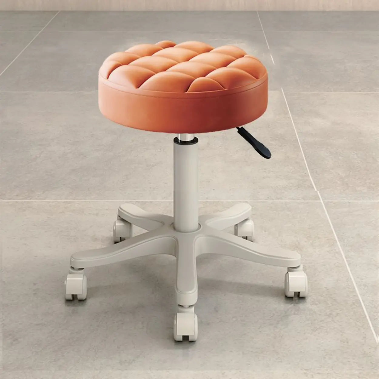 Swivel Adjustable Round Leather Bar Stool with Pulley Image - 7