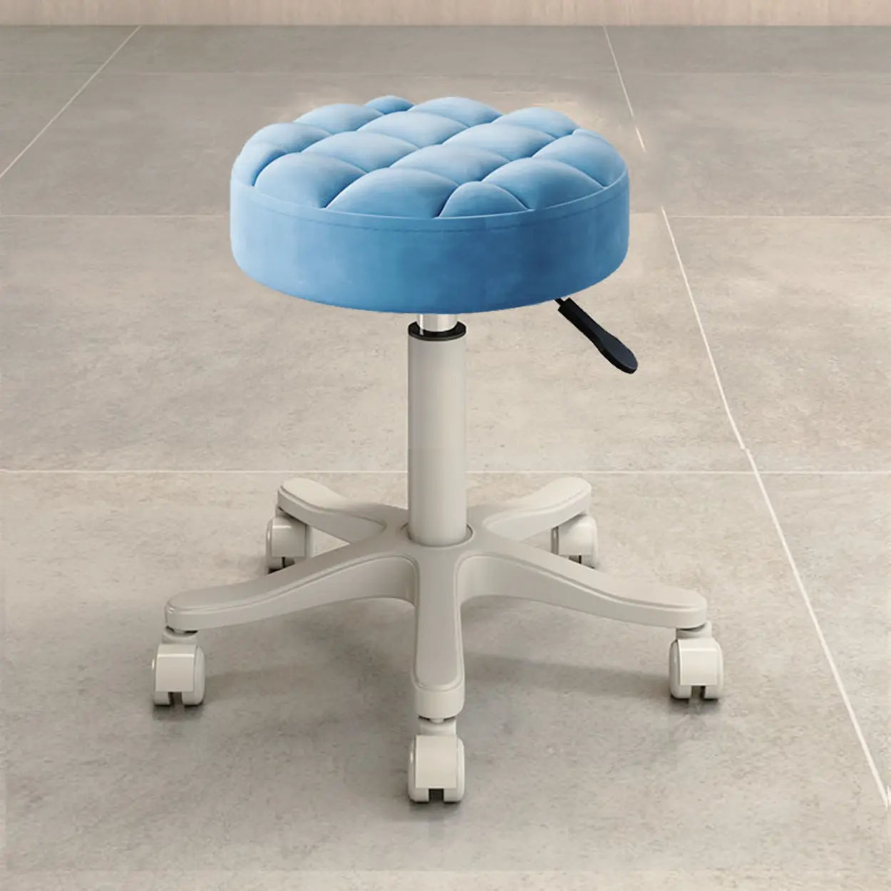 Swivel Adjustable Round Leather Bar Stool with Pulley Image - 9