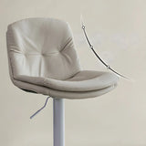 Swivel Beige Faux Leather Bucket Adjustable Bar Stool Image - 10