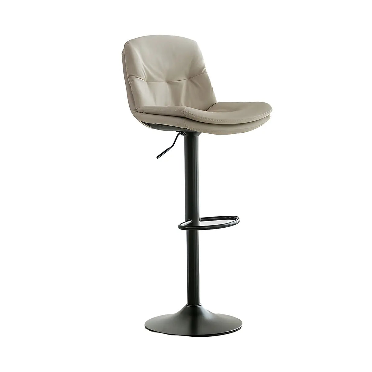 Swivel Beige Faux Leather Bucket Adjustable Bar Stool Image - 12
