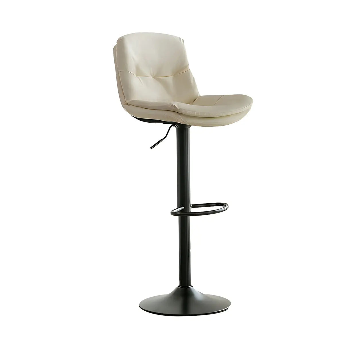 Swivel Beige Faux Leather Bucket Adjustable Bar Stool Image - 13